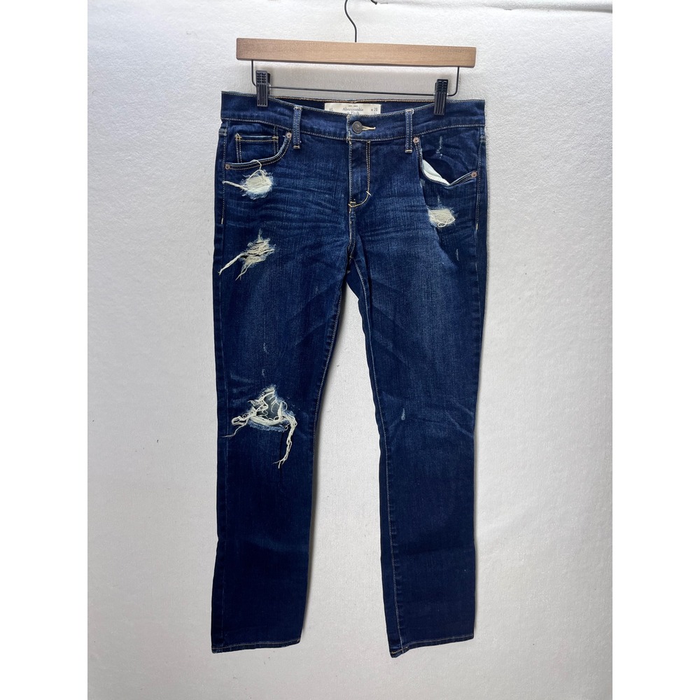 Abercrombie & Fitch Erin Slim Jeans Womens 6S 28 Dark Distressed Stretch‎ 3472